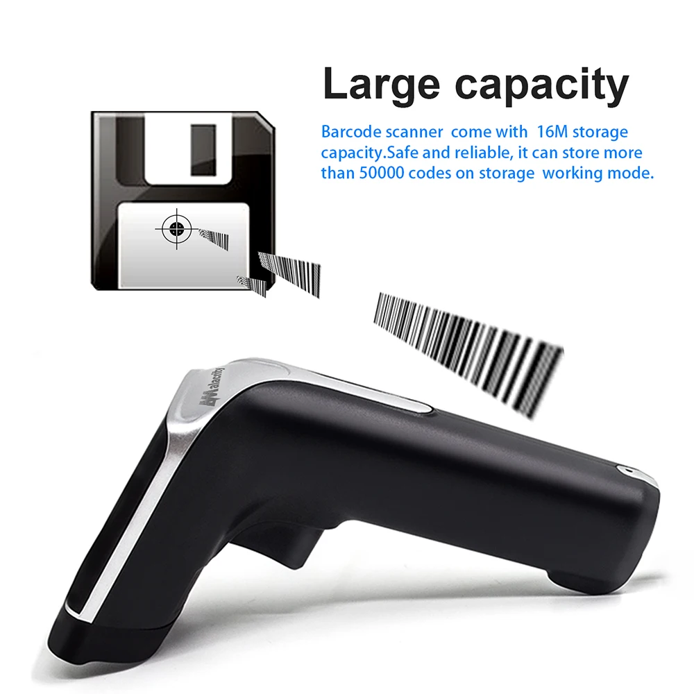 2d ماسح الباركود اللاسلكية ، symcode 1d/2d 2.4 جيجا هرتز الباركود قارئ usb لاسلكية مع 100 متر (330ft) trnasfer اللاسلكية المسافة