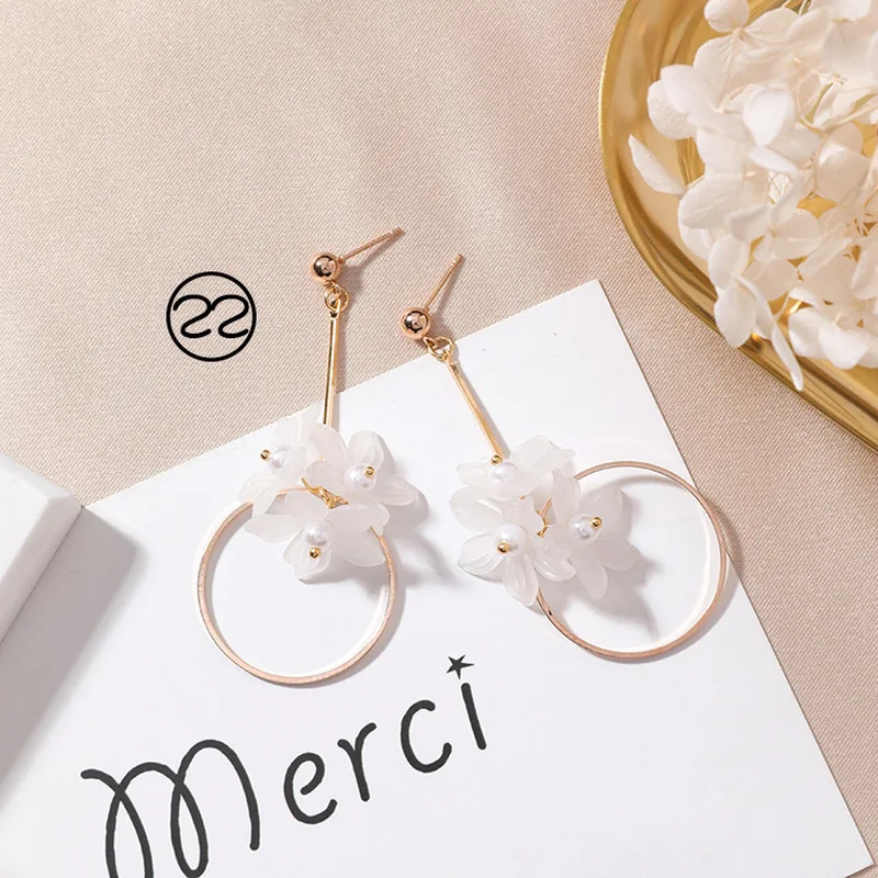 2018 Simple Korean Girl Cute Earrings Geometry Circular Triangle Asymmetric Long Tassel Drop Earrings Women Fashion Accessories
