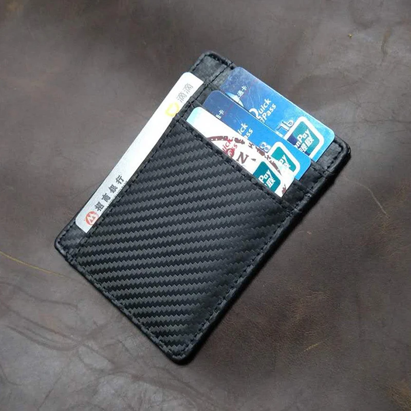Мужской кошелек из натуральной кожи с RFID блокировкой минималистичный тонкий