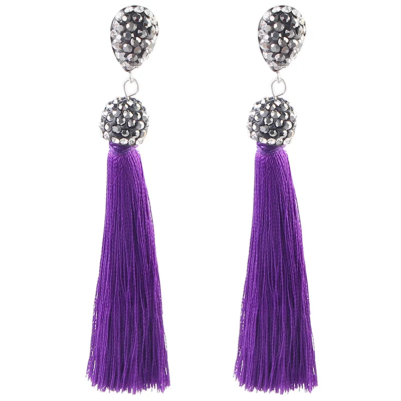 E5738 Trendy Drop Earrings Water DropWomenRhinestoneLongBohemianSilkDangleMetalBohoGold Tassel Earrings 2019 Jewelry CS241