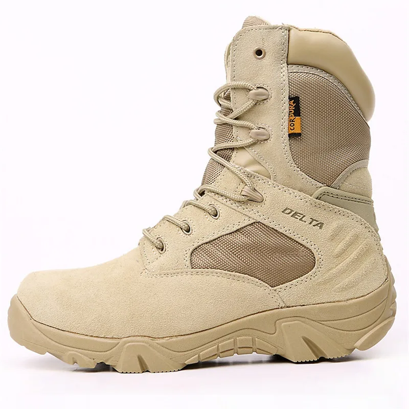 Мужские военные тактические ботинки, кожаные уличные армейские ботинки для походов, треккинговые ботинки для альпинизма, кроссовки, обувь для борьбы - Цвет: sand