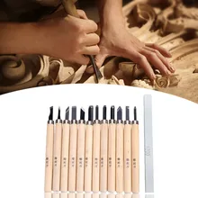 Цвет дерева 12 шт. набор ручного долота столярные инструменты крепкий Практичный Прочный нож для резьбы гравировка костюм