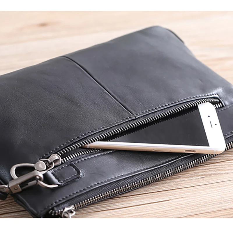 AETOO Men's handbags, leather fashion envelope bags, large-capacity casual head-layer cowhide handbags