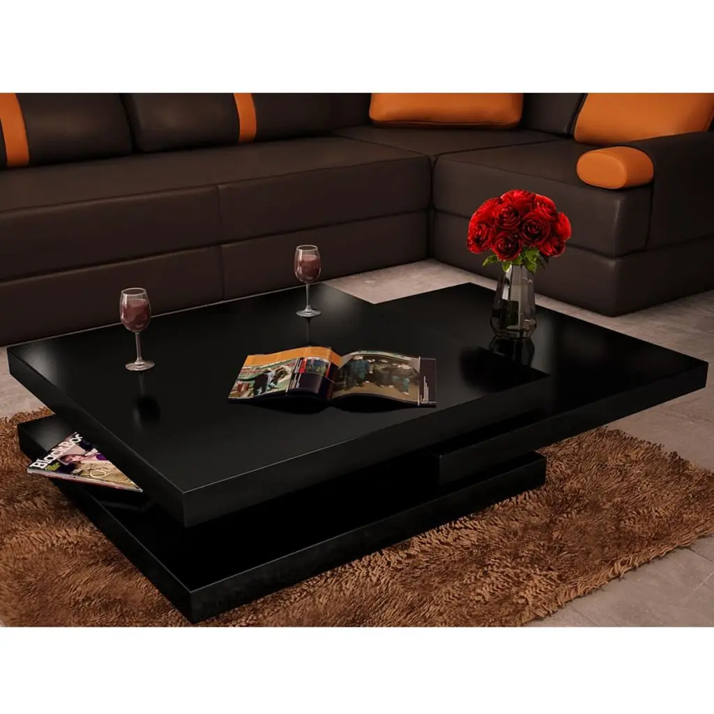 vidaXL Coffee Table 3 Layers Black High Glossin Coffee Tables from