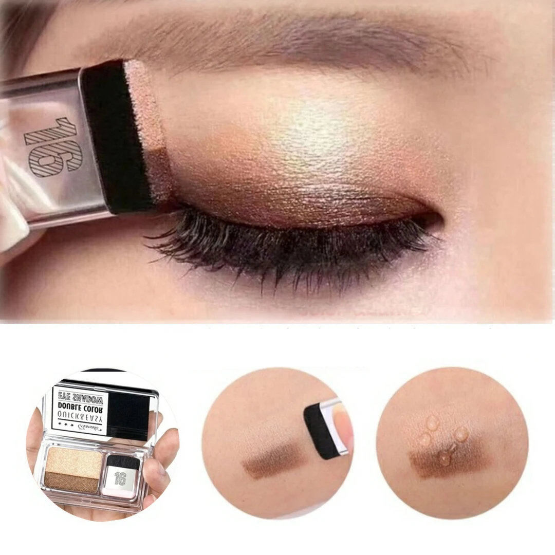 

Eyes Makeup Cosmetics Magazine Lazy Eyeshadow Stamp Eye Shadow Double Color Shimmer Palette Waterproof Long Lasting Natural Nude