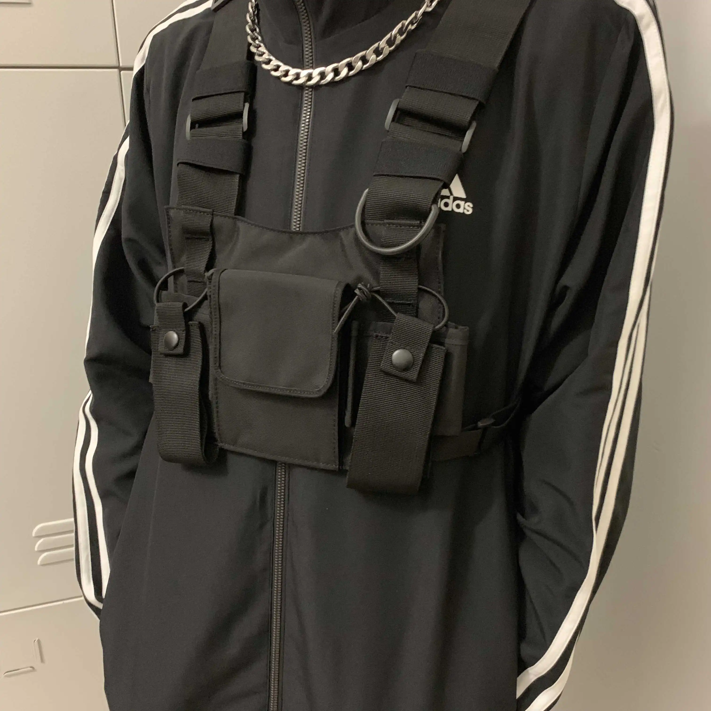 

new tactical chest bag multi-function shoulder bag men and women street tide brand vest backpack walkie-talkie military pockets