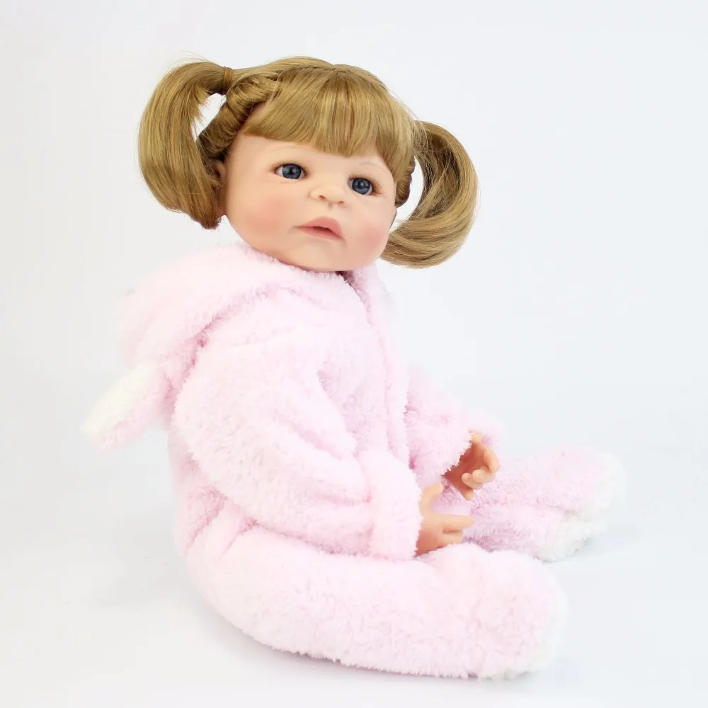 55 см полностью силиконовая виниловая кукла для новорожденной девочки, кукла Bebe Alive, реалистичные игрушки для купания, подарок на день рождения, кукла для маленькой принцессы, блонд