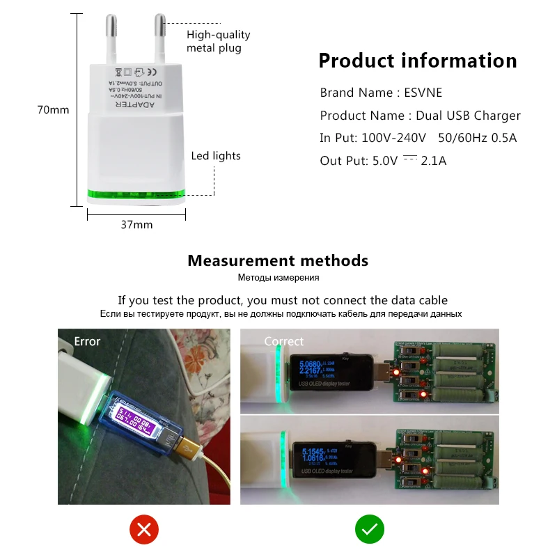 Faichoy светодиодный светильник 5V 2.1A EU/US Plug Phone USB зарядное устройство для iPhone huawei 2 порта USB зарядное устройство адаптер устройство микро-зарядка данных