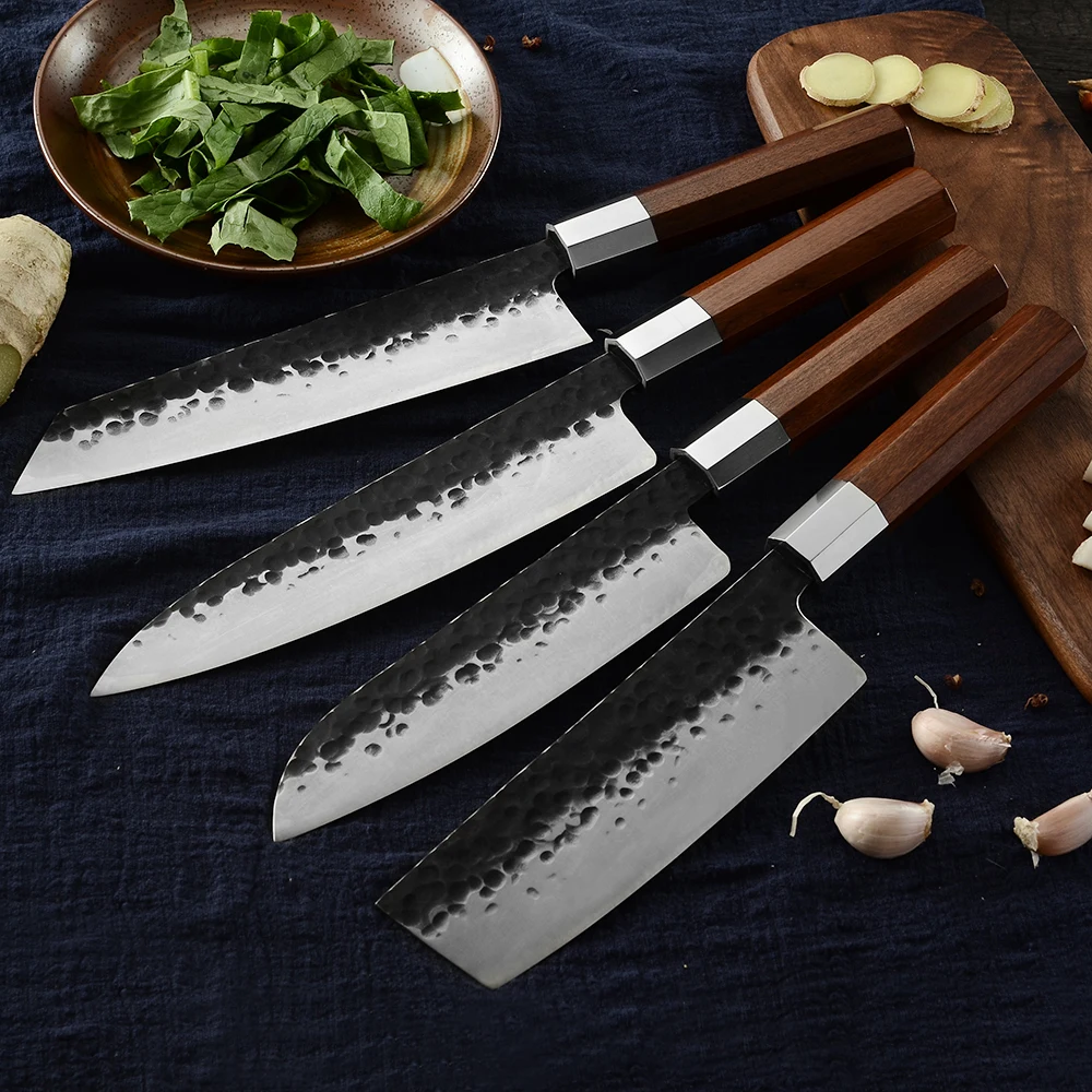 XYj 7 ''8'' кухонный кованый стальной нож повара ручной работы с цветной деревянной ручкой Santoku разделочный нож для мяса рыбы суши инструменты для приготовления пищи