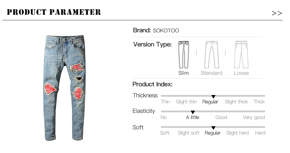 Sokotoo Для мужчин красный печатных патч байкерские джинсы для moto Тощий Лоскутная отверстия рваные стрейч джинсы