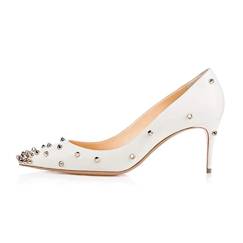 Soirée Fsj01 Nouveauté Talons Chaussures Minces Femmes À Taille Fait Zapato fsj02 Pointu Mujer Bout Rivet Mi 45 Main Femme Pompes Automne 34 Fsj xZdqfnw1w