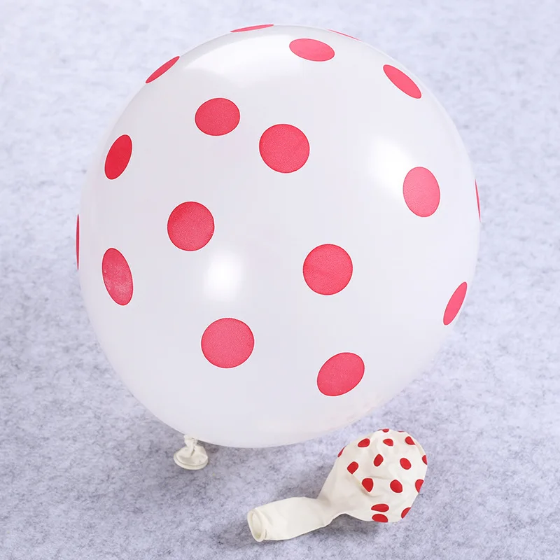 100pcs Colorful Polka Dot Latex Balloons Wedding Birthday Party Decoration Kids White Black Dot Ballon ladybug Globos Toys - Цвет: White-Red Dot