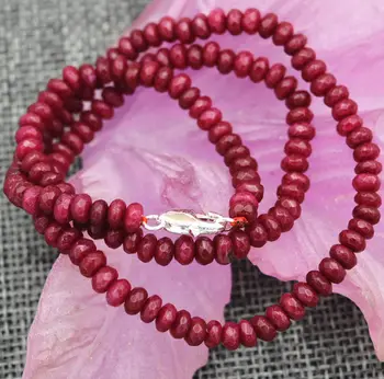 

New Faceted Brazil Ruby Handmade Gemstone necklace 18 r clasps AAA 2x4mm