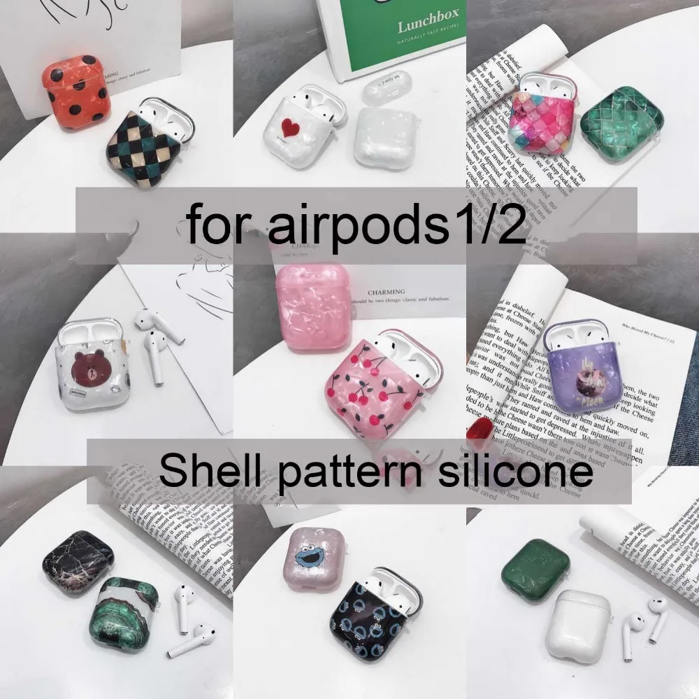 

Hot Cute Shell pattern decorative silicone protect Case for Apple Airpods1/2 Accessories Bluetooth Earphone Cover Anti-fall Case