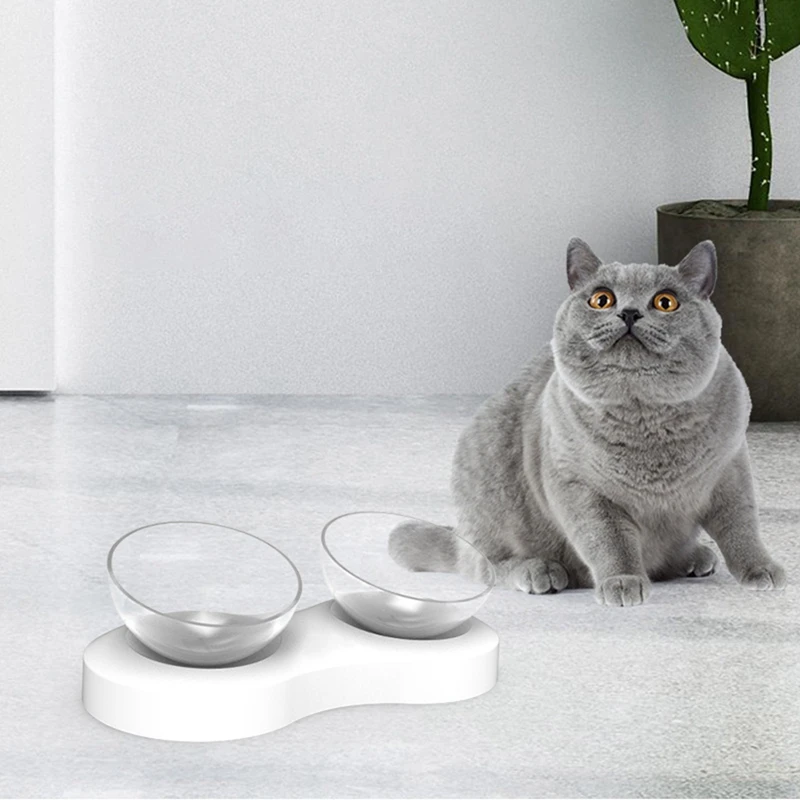 

Pet Cats Transparent Bowl with Holder Cat Food Dish Anti-slip Pet Feeder Water Bowl Perfect For Cats Small Dogs Supplies