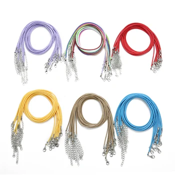 

10pcs/lot Lobster Clasps Leather Rope Necklace Dia 1.5mm 2mm Korean Cotton Waxed Cord Thread for DIY Necklaces Jewelry Making