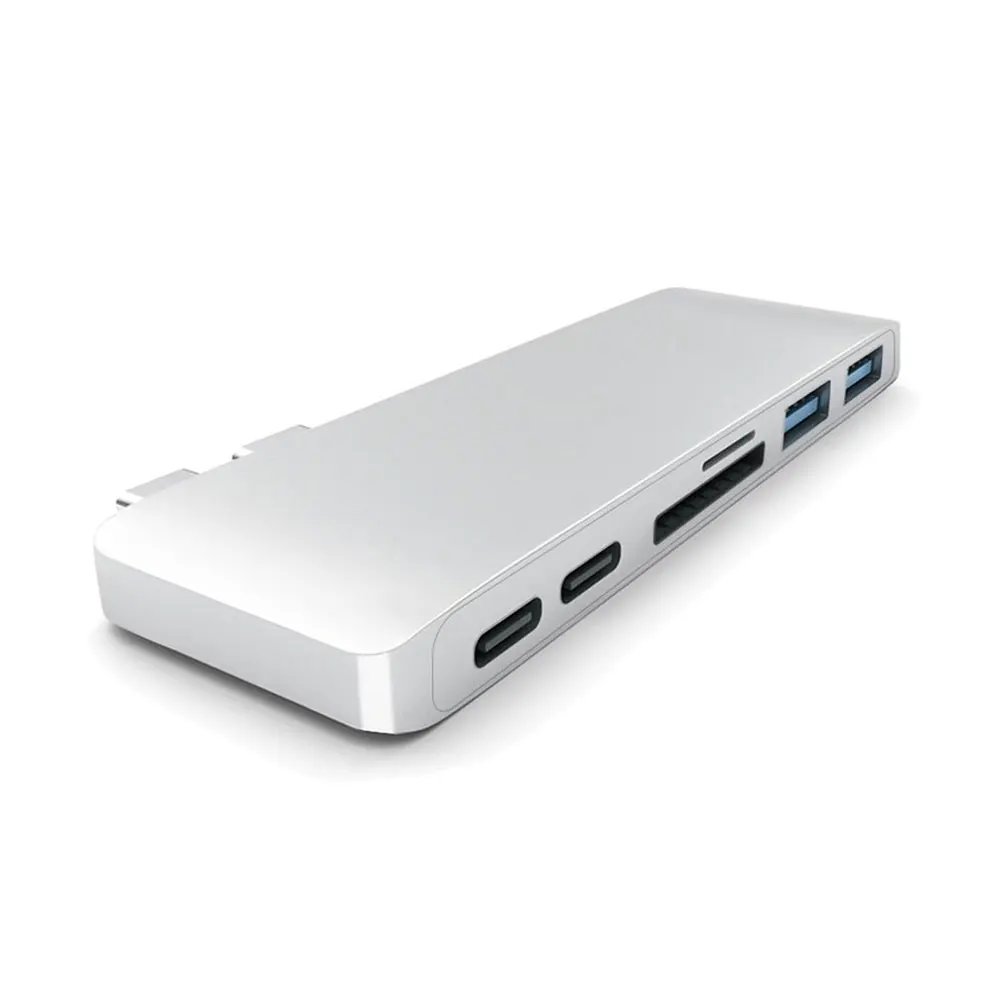 6 в 1 двойной Тип-C концентратор + MICRO/TF Card Reader + 2 USB 3,0 хаб адаптер 95,5*25*12 мм