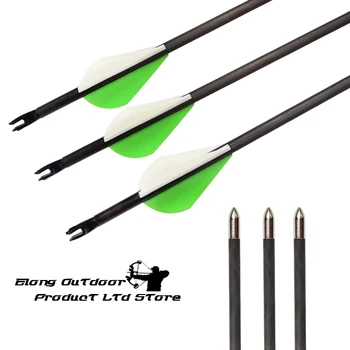

6Pcs Pure Carbon Arrow 28-30" ID4.2mm Spine 300-900 Fixed Bullet Point Race Shooting Indoor Outdoor Archery Bow Free Shipping