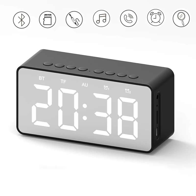 

Smart Bluetooth Speaker with Clock Alarm Mini TF Card Heavy Subwoofer