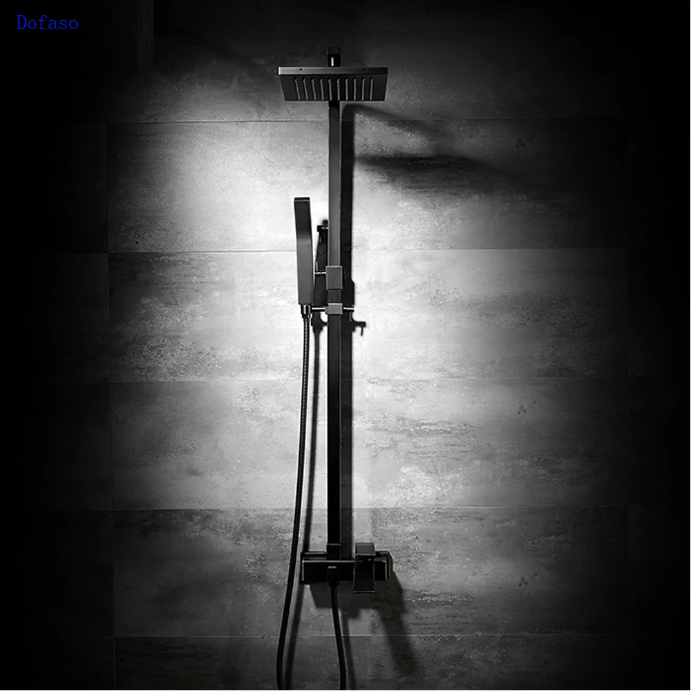 Dofaso luxury all copper 20*20cm square black shower set oil rubbed shower faucet oil rubbed bronze shower faucets