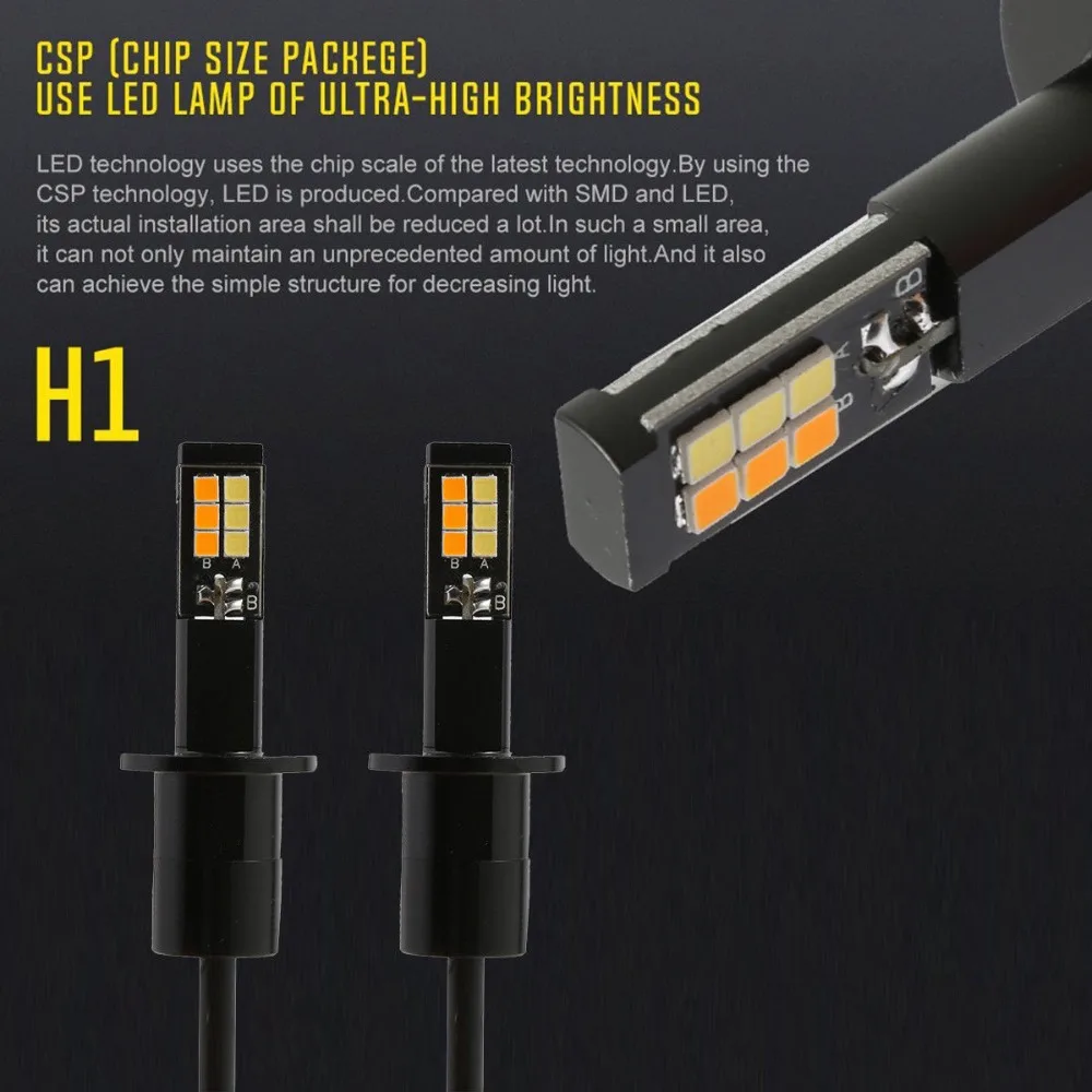 2x белый+ желтый H1 светодиодный высокой мощности 180 Вт 18000лм противотуманный светильник для вождения двухцветный светодиодный противотуманный светильник H1 лампы передний светильник s лампы