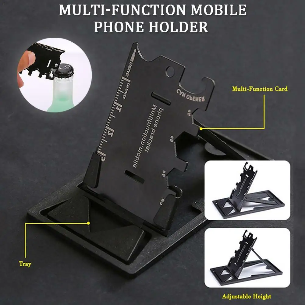 

Newest 3 In 1 Mini Card Multifunctional Mobile Phone Stand Card Stand Foldable Phone Bracket Bottle Opener Tool Kit Beer Opener