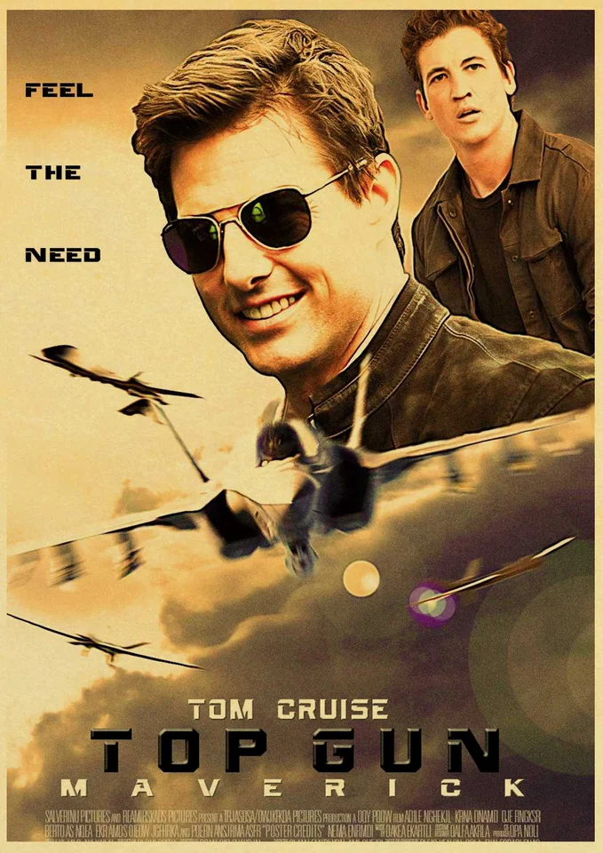 トップガン映画レトロポスターホーム家具装飾クラフト紙に印刷壁の絵画
