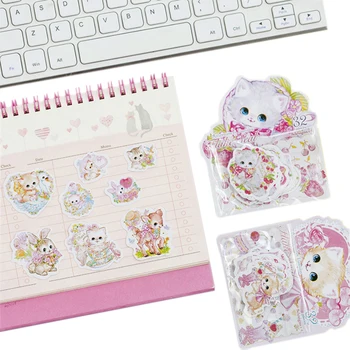 

20pack/lot Cute Pink cat bronzing sticker Lable Stickers Scrapbooking Self-adhesive Stickers DIY Decoration Diary Stickers