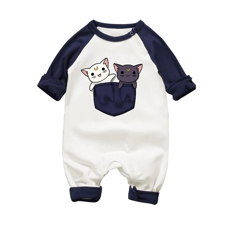 

Cotton Newborn Baby Boy Girl Rompers Sailor Moon Luna Cat Cartoon Babies Clothes O-neck Infant Pajamas Long Sleeve Jumpsuits