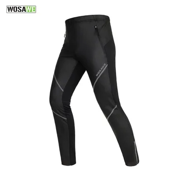 

WOSAWE Fleece Thermal Winter Cycling Pants Bike PU Waterproof Windproof Tights Men's Sportswear Racing Riding Bike Pants