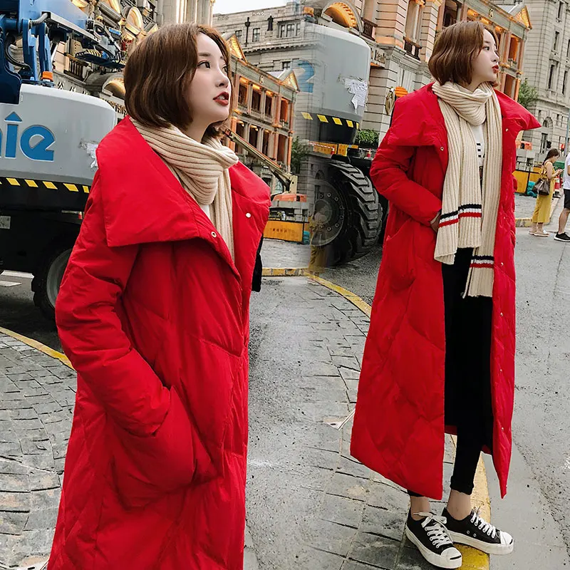 D'hiver Long 2018 Neige Solide Parka White Chaud Black Mode Femmes Épais red De Veste Poche Manteau Couleur Feminina Habit rice Luxe BwBr5