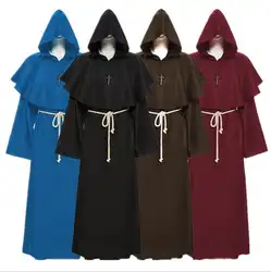 Новый 2018 средневековый косплэй костюм в стиле «Ренессанс» монах священник одежда плащ накидка халат для женщин мужчин Хэллоуин