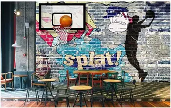 

Custom photo 3d wallpaper Basketball graffiti brick wall American home decor living room 3d wall murals wallpaper for walls 3 d