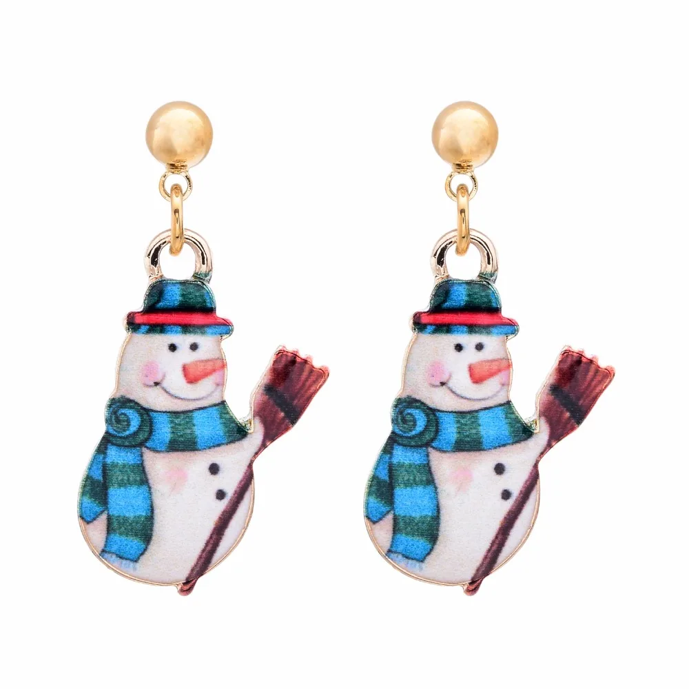 Dequeen 1Pair Cute Snowman Earrings White Christmas Earring Women Girls