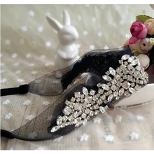 Lgfm-Женская Кружевная Сетка со стразами пряжа волос головы полосы обруча аксессуары