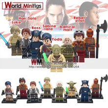 10 лотов чехол для сотового телефона Хан Соло футболки с рисунками Люка Скайуокера и йода Rebel пилотов Сабина Рен штурмовые отряды розовое строительные блоки Коллекция игрушек для детей