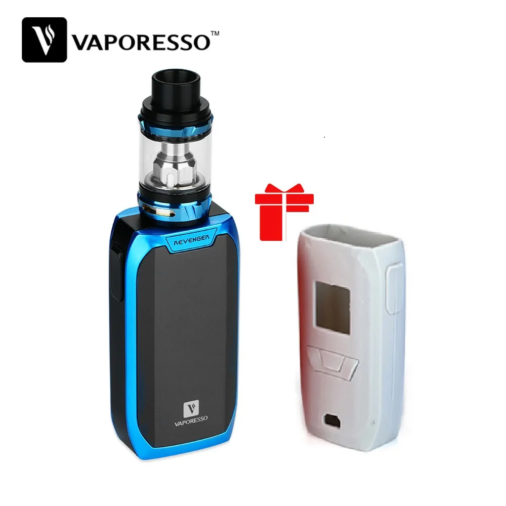 Бесплатный чехол 220 Вт Vaporesso Revenger TC Kit W/5 мл NRG танк и силиконовый чехол и 2A Быстрая зарядка E-cig Vape Revenger TC Kit без батареи