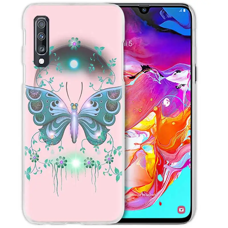 09 Бабочка чехол для samsung Galaxy A50 A70 A20e A40 A30 A20 A10 A8 A6 плюс A9 A7 Прозрачный жесткий чехол из ПК для телефона с цветочным узором Мандала - Цвет: 09