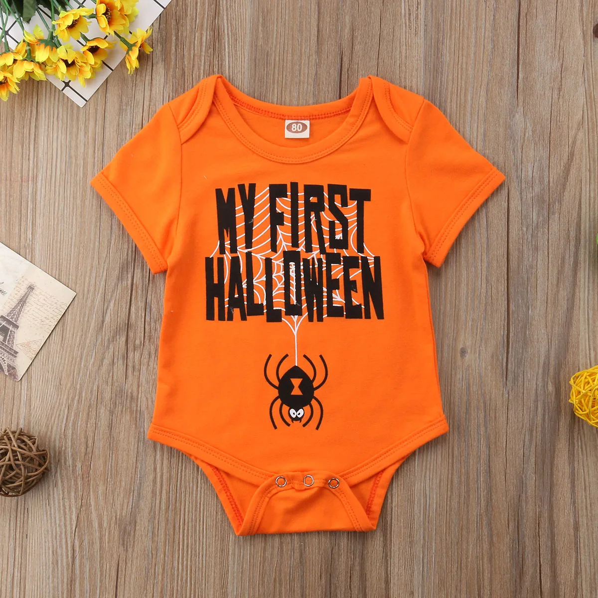 2018 MY FIRST HALLOWEEN Baby Boy Girl Romper Cotton Clothes Outfit Short Sleeve Cotton Costume Soft Clothing 0-18M