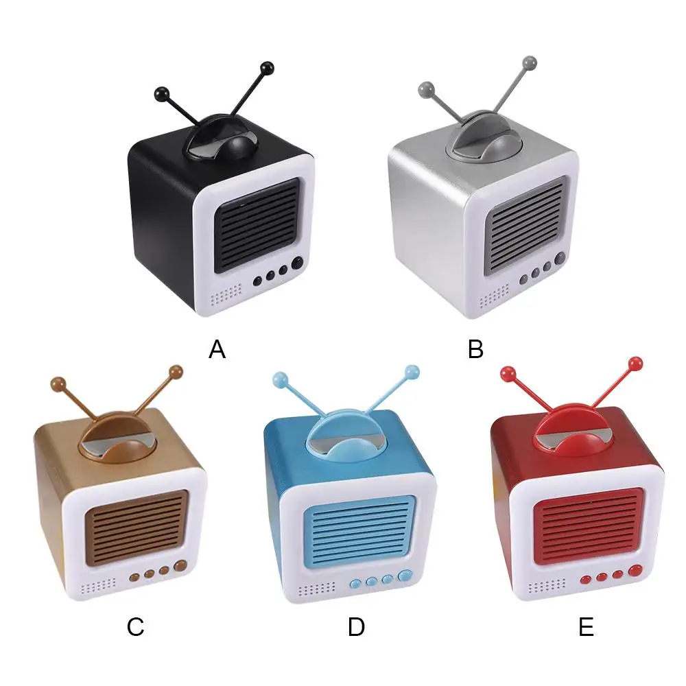 Mini Retro TV Shape Bluetooth Speaker Portable Stereo Speakers with Small Antenna Mobile Phone Holder TF Card USB Audio Input Mini Retro TV Shape Bluetooth Speaker Portable Stereo Speakers with Small Antenna Mobile Phone Holder TF Card USB Audio Input