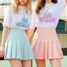 Женская модная летняя плиссированная юбка с высокой талией, Студенческая юбка для костюмированной вечеринки, Kawaii, женские мини-юбки, короткие, розовые, черные