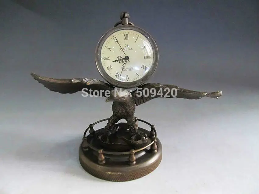 

collect Bronze Copper Eagle sculpture mechanical clock table watch Statue