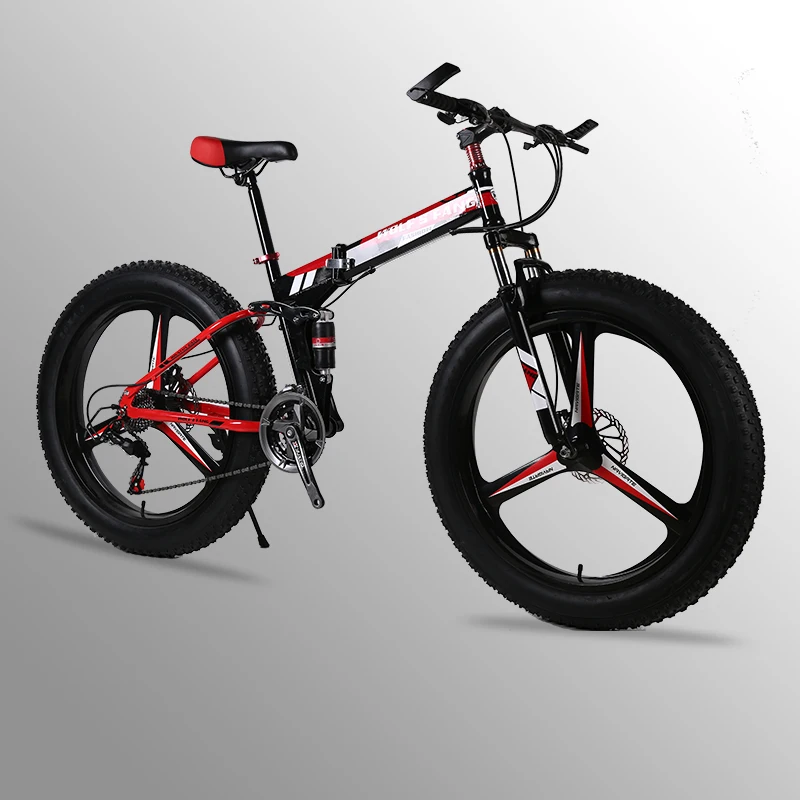 Comprar Bicicleta de Montaña 24 velocidad a 26x4,0 bicicleta plegable bicicleta gorda doble frenos de disco bicicletas nieve bicicleta delantera y trasera amortiguación de bicicleta de carretera