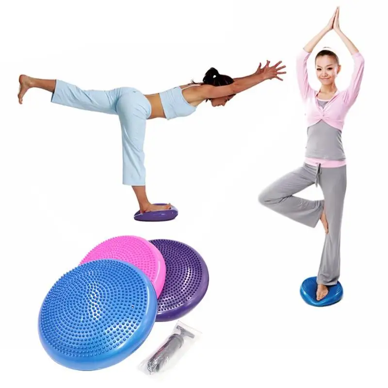 PVC Inflatable Yoga Balancing Ball Pad Training Cushion Stability