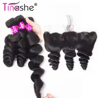Tinashe Hair Peruvian Hair กับการปิด Remy มนุษย์ผมลูกไม้ด้านหน้ากับ Bundles หลวมการรวมกลุ่ม