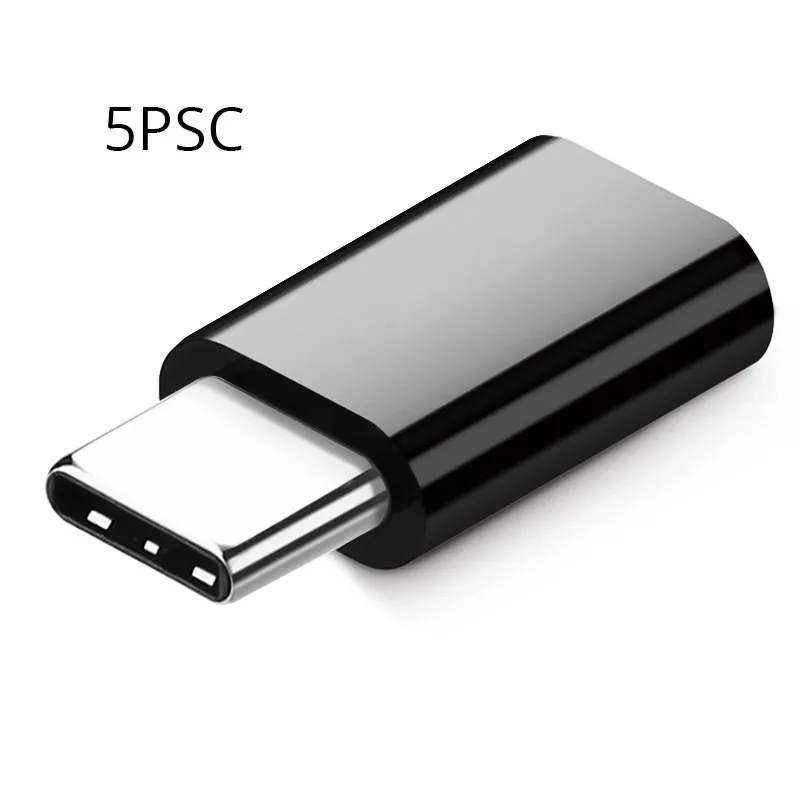 5 шт./2 шт./партия USB адаптер Micro Usb штекер к type C конвертер адаптер для Macbook Oneplus Xiaomi Otg huawei type-C кабель зарядное устройство - Цвет: 5PCS Black