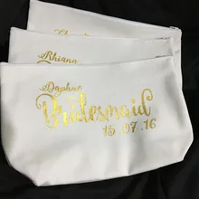 Модные индивидуальный дизайн имена невесты сумка для косметики комплекты свадебный подарок подружки невесты составляют сумки уникальный подарок для невесты Вечерние подарки