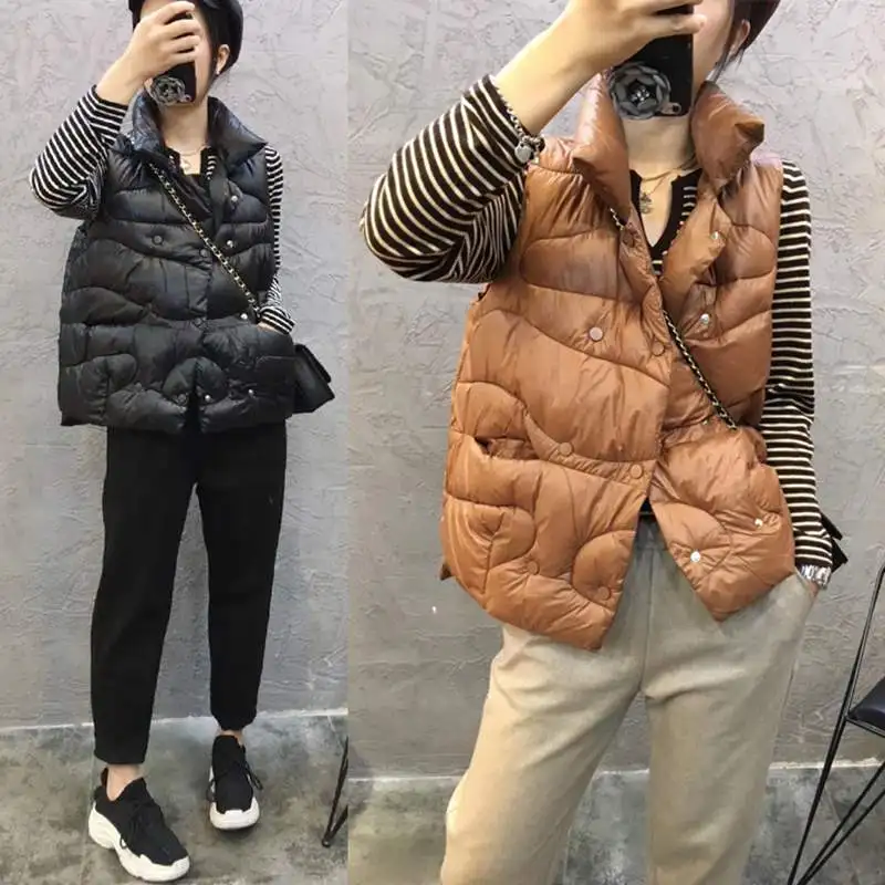 Mode Automne Parkas Colour Coréenne Qualité Mince black Ly553 Femmes Hiver Bas Gilet Haute White creamy Le Neuf De Veste Manteau 2019 Court Casual Vers Survêtement Caramel xq0YwBa