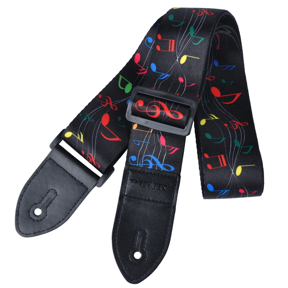 PUNK Polyester painted guitar strap folk guitar / acoustic guitar strap Black Music symbolin