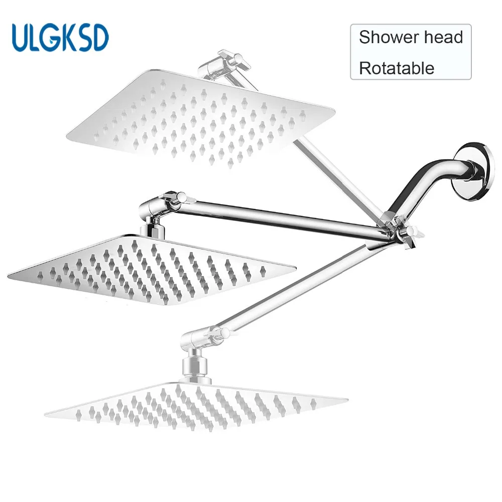 

Ulgksd 8/10/12" Shower head And Shower Arm Rotatable Stainless Steel Chrome Rainfall Shower Head Bathroom Shower Faucet